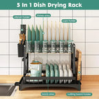 2-Tier Dish Drying Rack with Utensil Holder