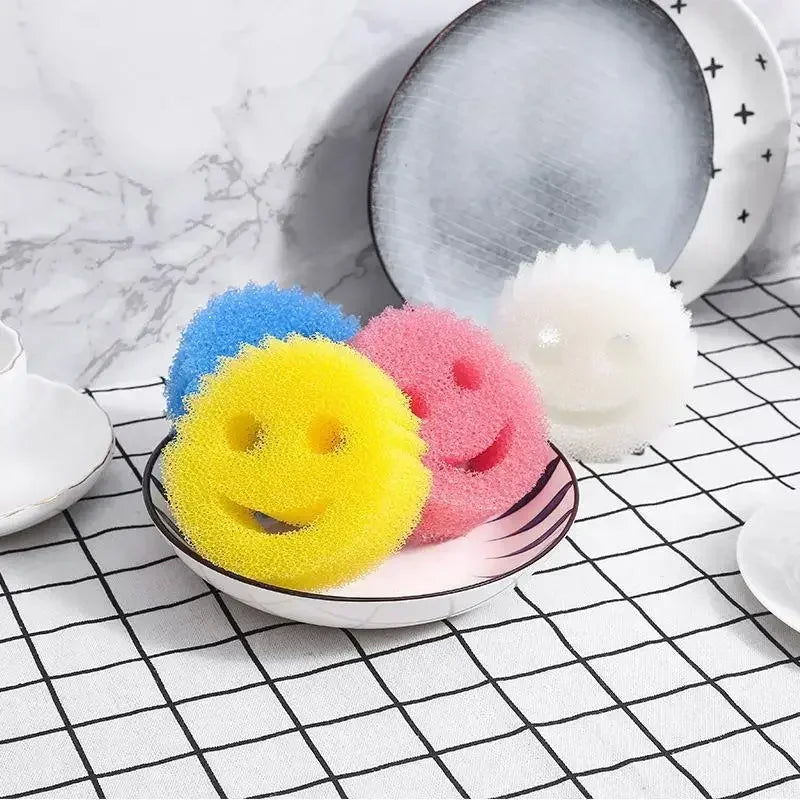 Smiling Face Dishwashing Sponge - 2pcs