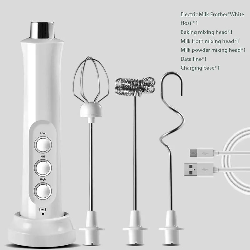 3-in-1 Electric Milk Frother – Rechargeable Handheld Mixer