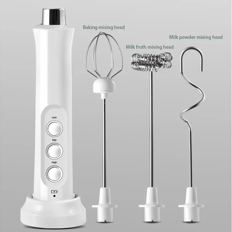 3-in-1 Electric Milk Frother – Rechargeable Handheld Mixer