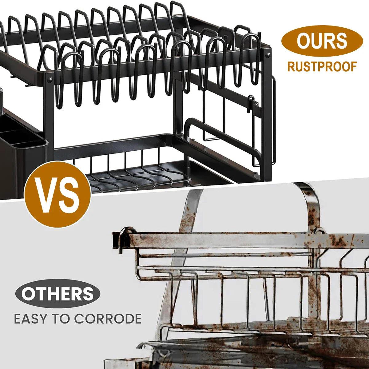 2-Tier Dish Drying Rack with Utensil Holder